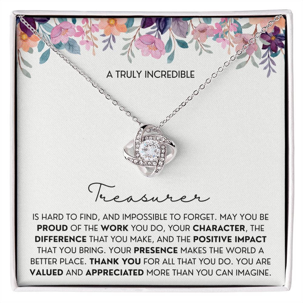 Gift For Treasurer 1 Love Knot Necklace