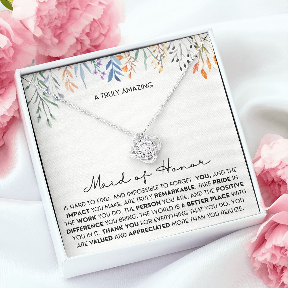 Gift For Maid of Honor 2 Love Knot Necklace