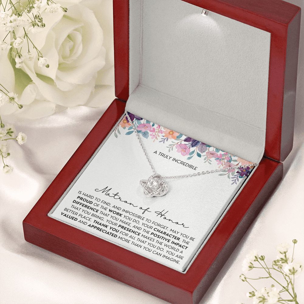 Gift For Matron of Honor 1 Love Knot Necklace