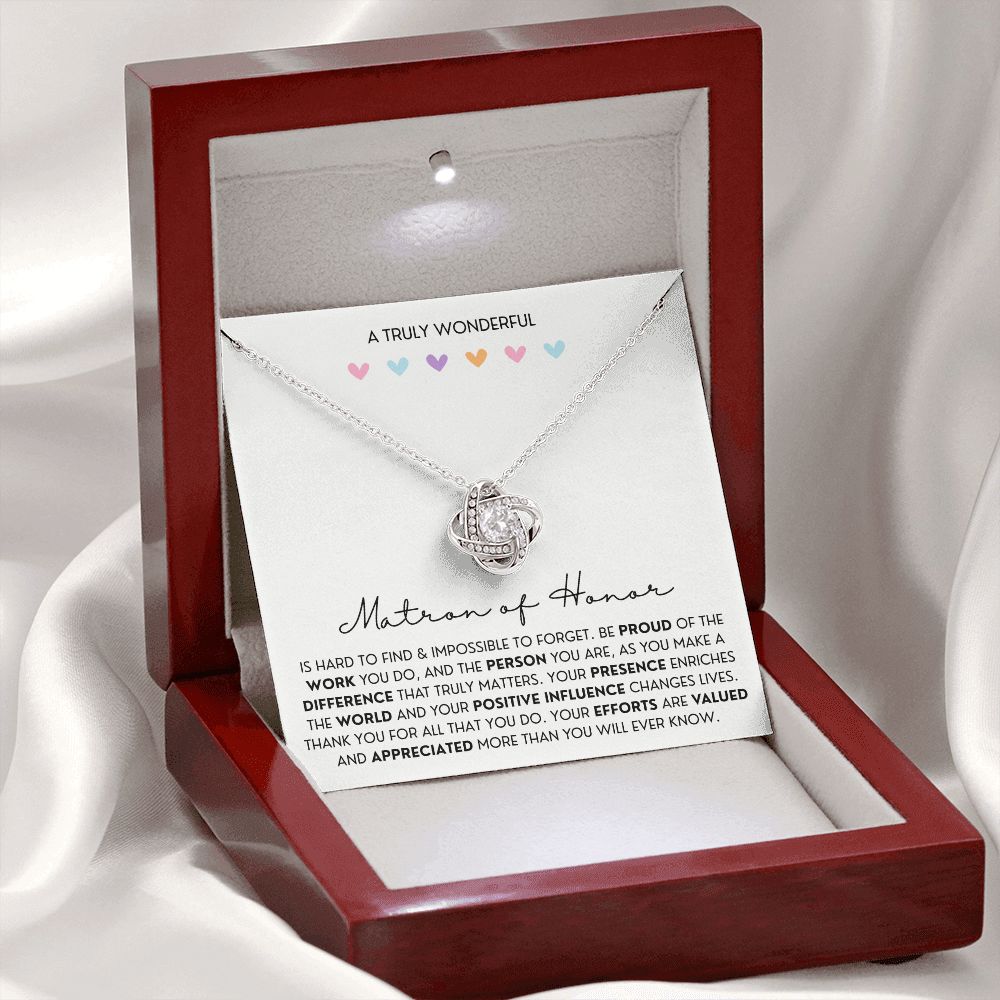Gift For Matron of Honor 3 Love Knot Necklace