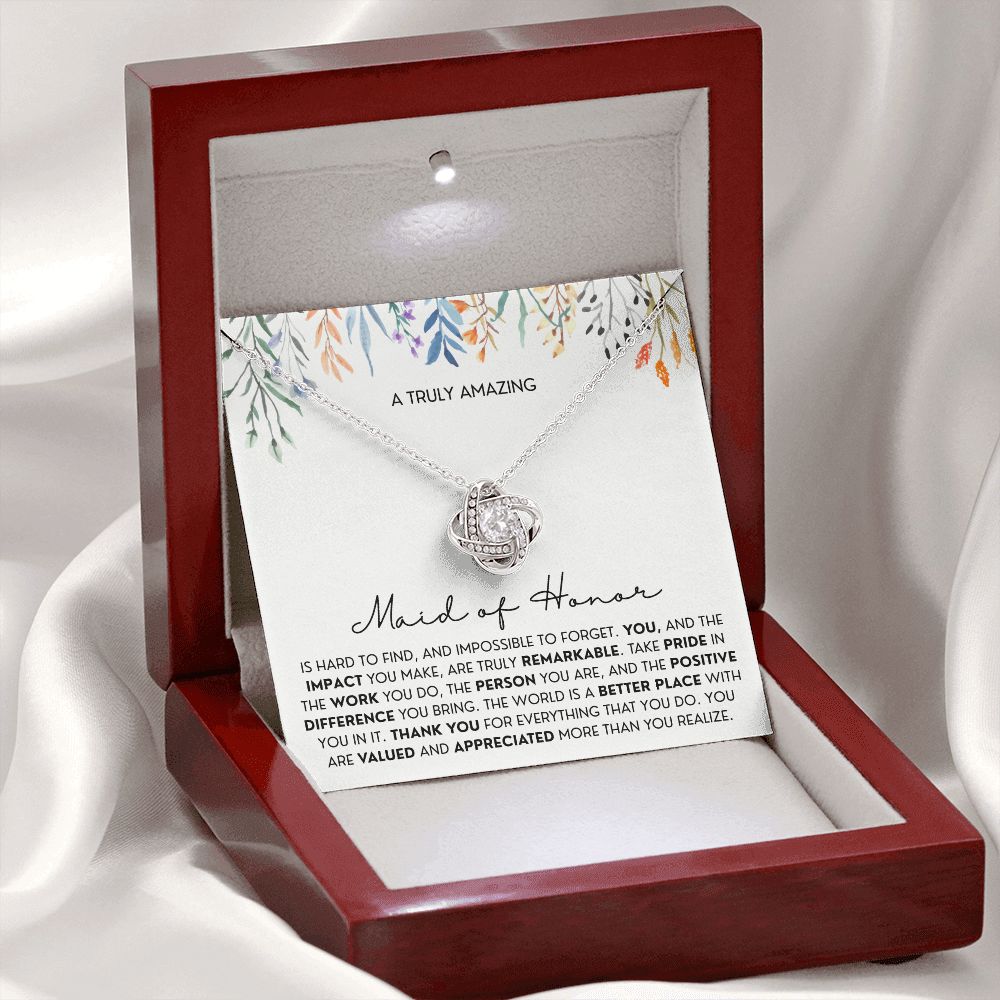 Gift For Maid of Honor 2 Love Knot Necklace