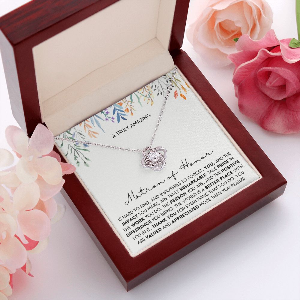 Gift For Matron of Honor 2 Love Knot Necklace