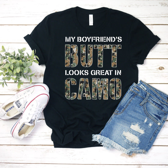 Marine Girlfriend Shirt - USMC Girlfriend Gift - My Boyfriends Butt Lo