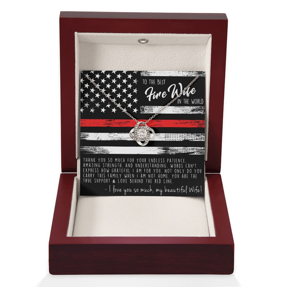 True support behind the red line (Firefighter To Wife Gift) Love Knot Necklace