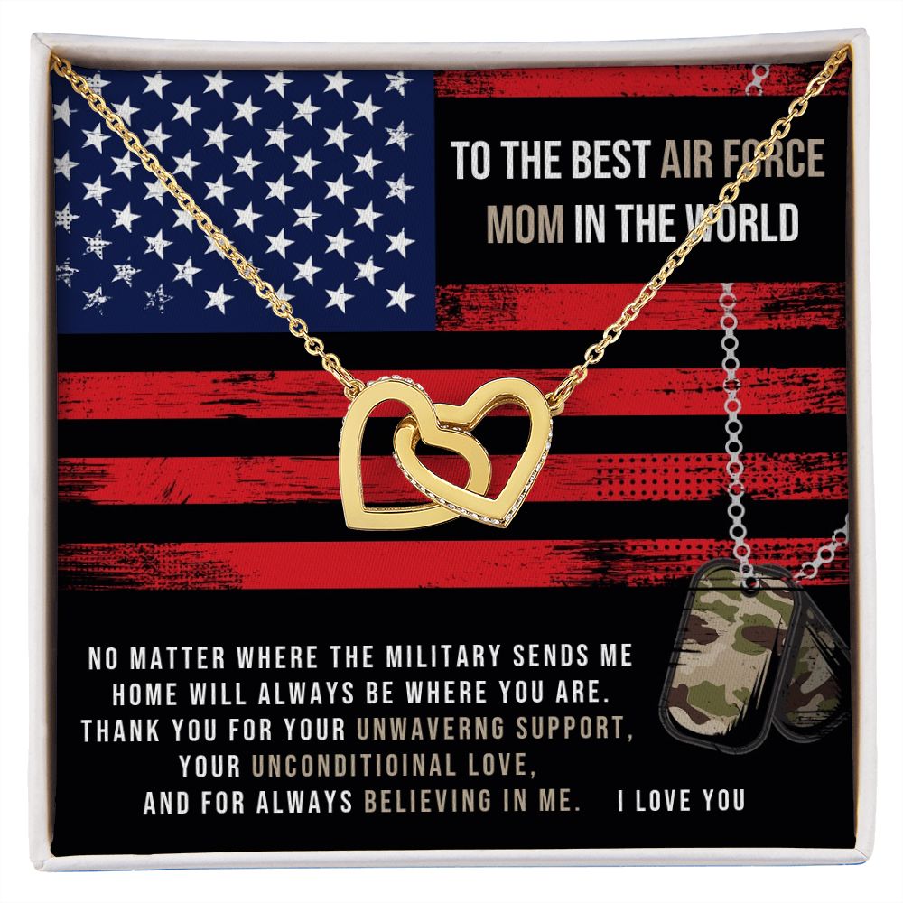 No Matter Where The Military Sends Me [Interlocking Hearts Necklace] Air Force Mom Gift