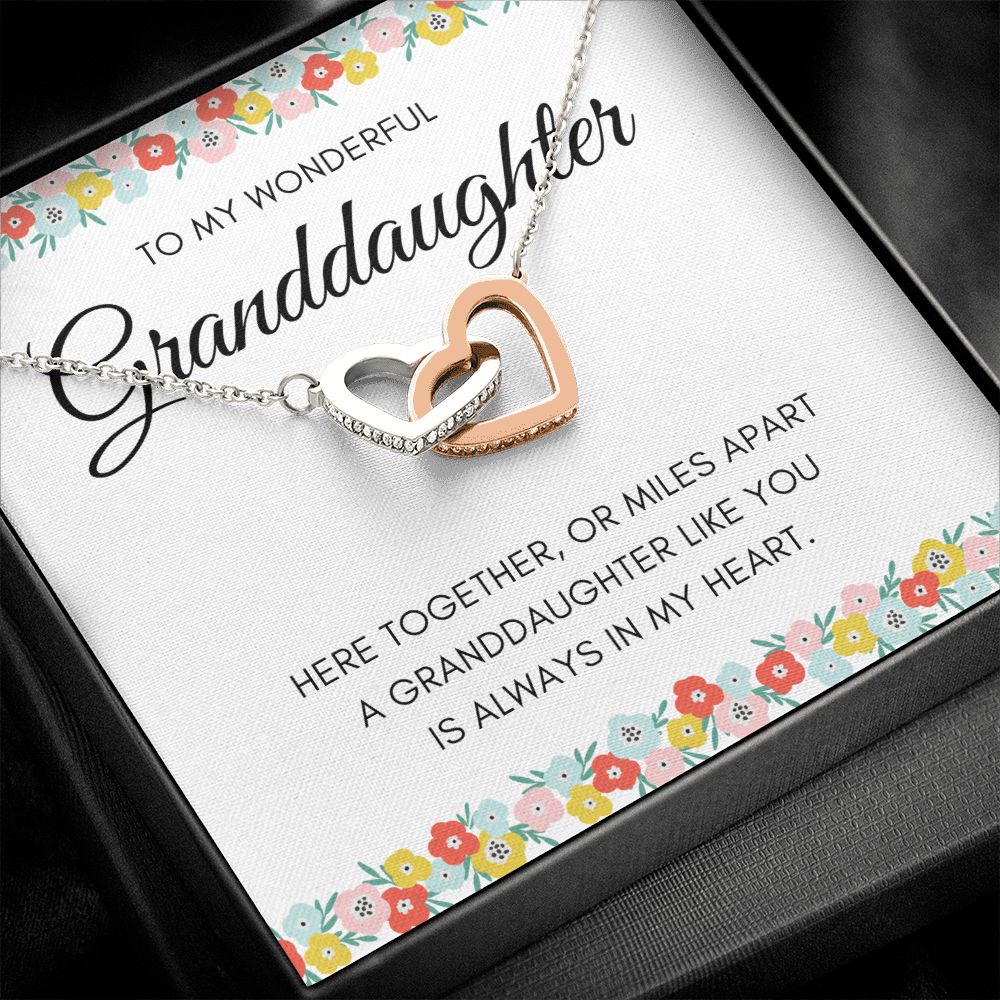 Granddaughter 14 Interlocking Hearts Necklace