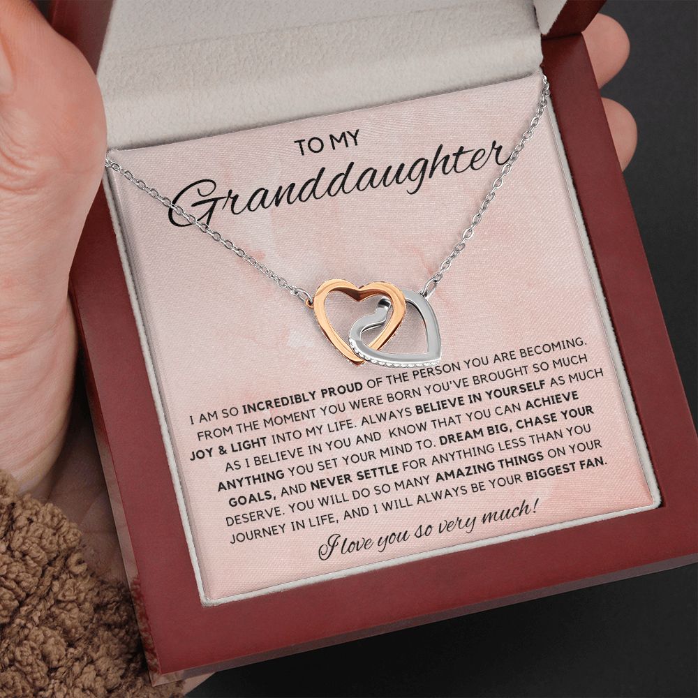 Granddaughter 3 Interlocking Hearts Necklace