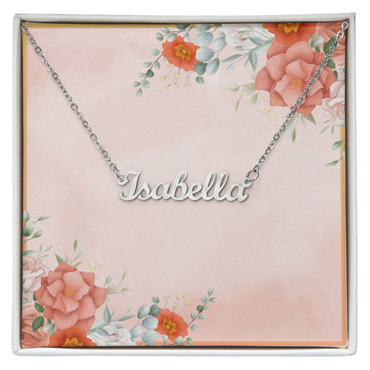 Custom Name Necklace with Red Flower Background