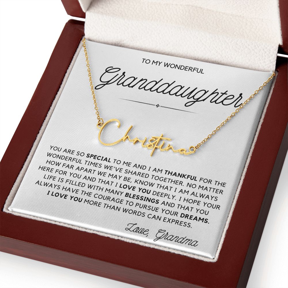 Granddaughter 15 - Signature Name Necklace